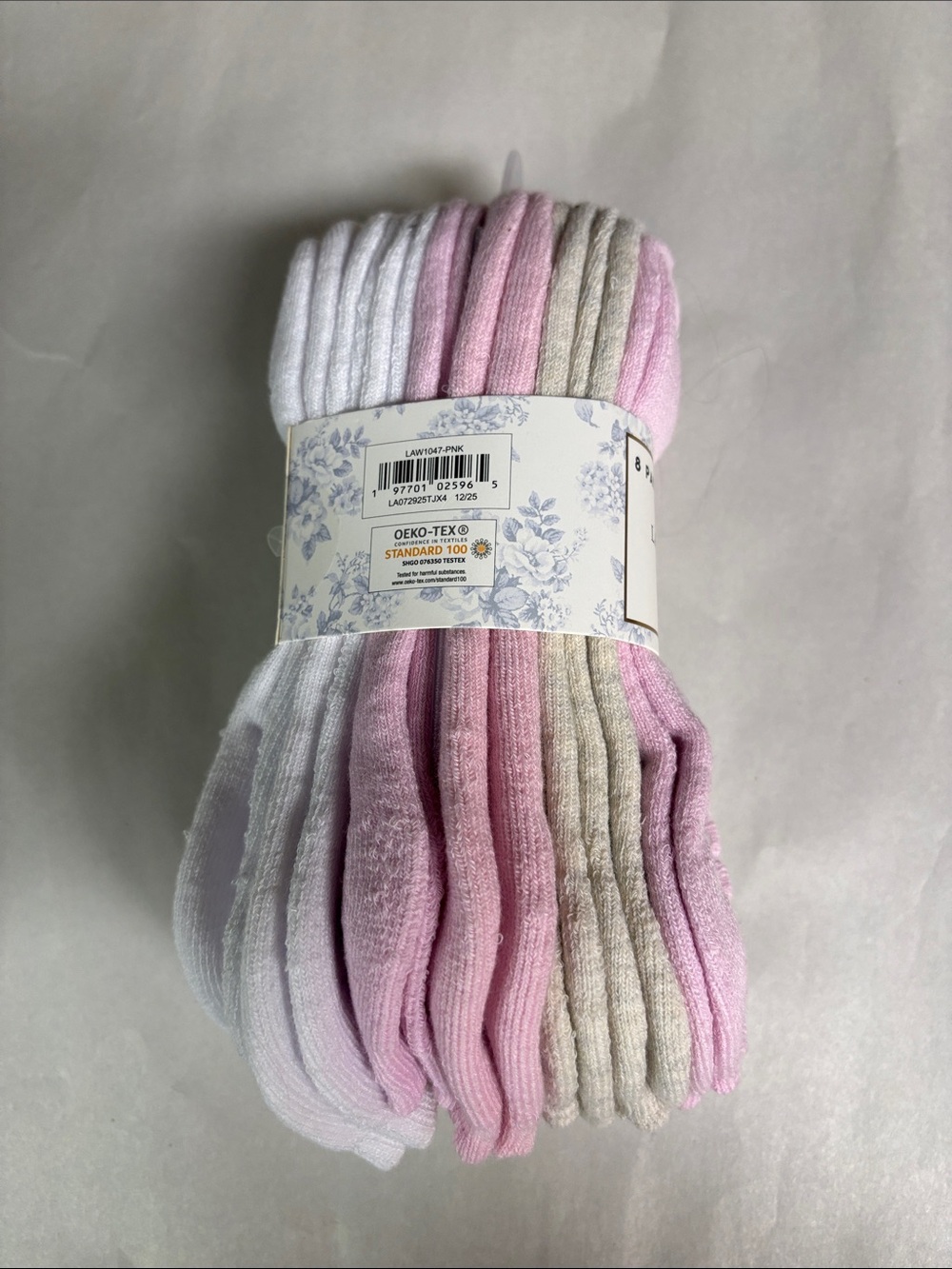 New Laura Ashley Socks Women’s 8 Pair White & Pink Floral No Show Casual Active - Picture 3 of 12